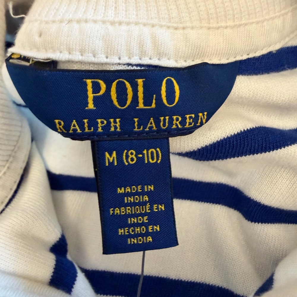 Polo Ralph Lauren Zip Up Striped Terry Cloth Sweatshirt  M 8-10 NWT - Picture 5 of 8